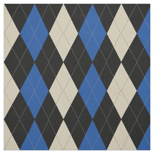Black | Navy | Cream Argyle Pattern Fabric (Swatch)
