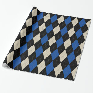 Black Navy Cream Argyle Pattern Wrapping Paper