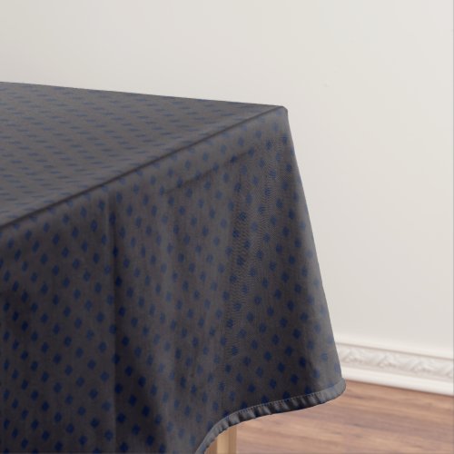 Black Navy Diamond Polka Dots Chic Elegant Cotton Tablecloth