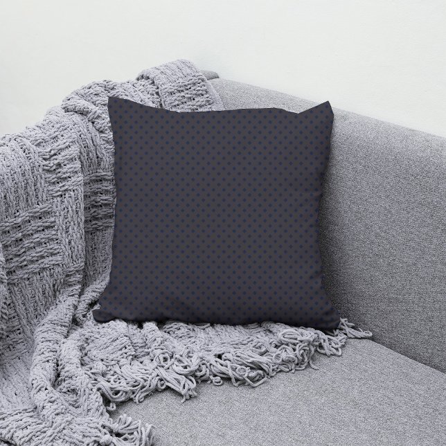 Black Navy Diamond Polka Dots Chic Elegant Pattern Throw Pillow (Creator Uploaded)