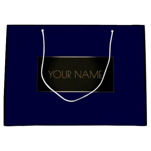 Black Navy Gold Minimal Name Luxury Brand VIP Large Gift Bag