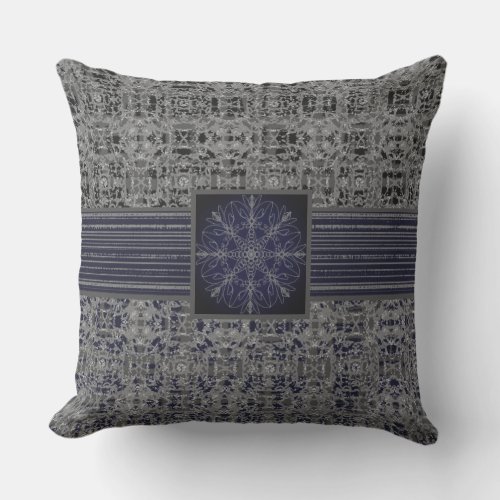 Black Navy  Grey Xs and Os Pattern Outdoor Pillow