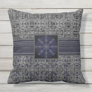 Black, Navy, & Grey X's and O's Pattern Outdoor Pillow