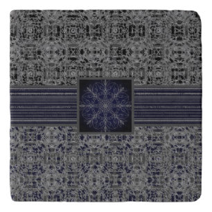 Black, Navy, & Grey X's and O's Pattern Trivet