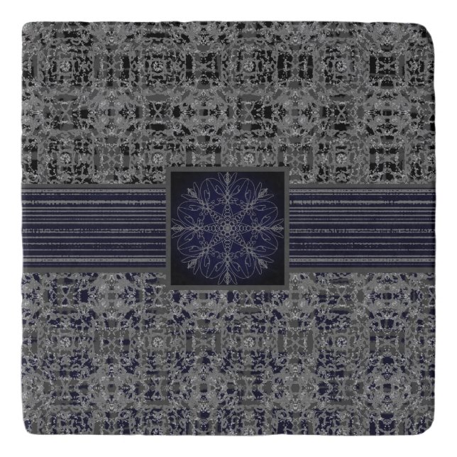 Black, Navy, & Grey X's and O's Pattern Trivet (Front)
