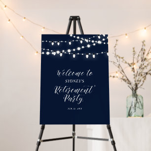 Black & Navy Lights Retirement Party Welcome Sign