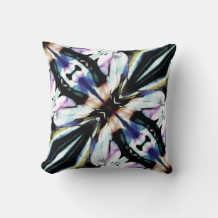 Black Navy Pink Tan Yellow White Abstract Flower Throw Pillow