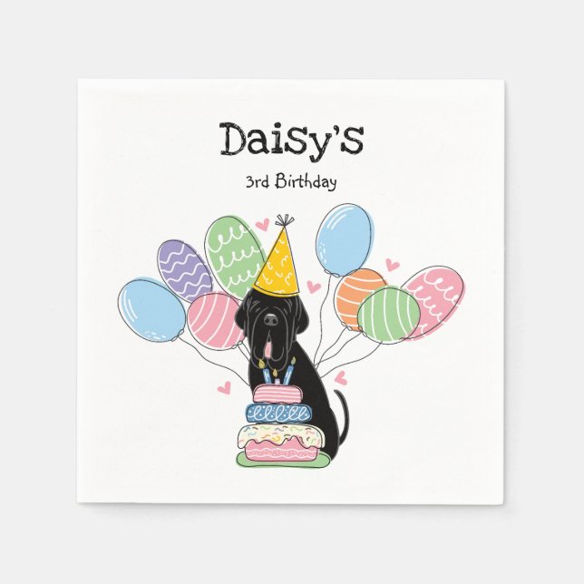 Black Neapolitan Mastiff Dog Birthday Party Napkins (Front)