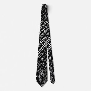 Black Neck Tie with Text Health - Custom Colors