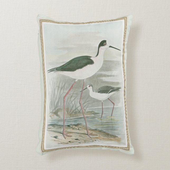 Black-Necked Stilts by the Water Accent Pillow (Front(Vertical))