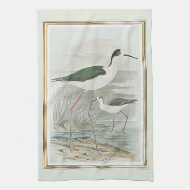 Black-Necked Stilts by the Water Towel (Vertical)