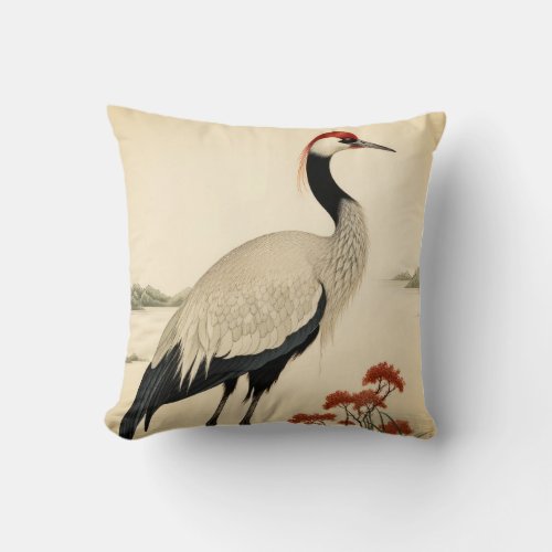 Black Necked Stork Throw Pillow