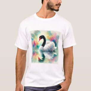 Black Necked Swan 230824AREF127 - Watercolor T-Shirt