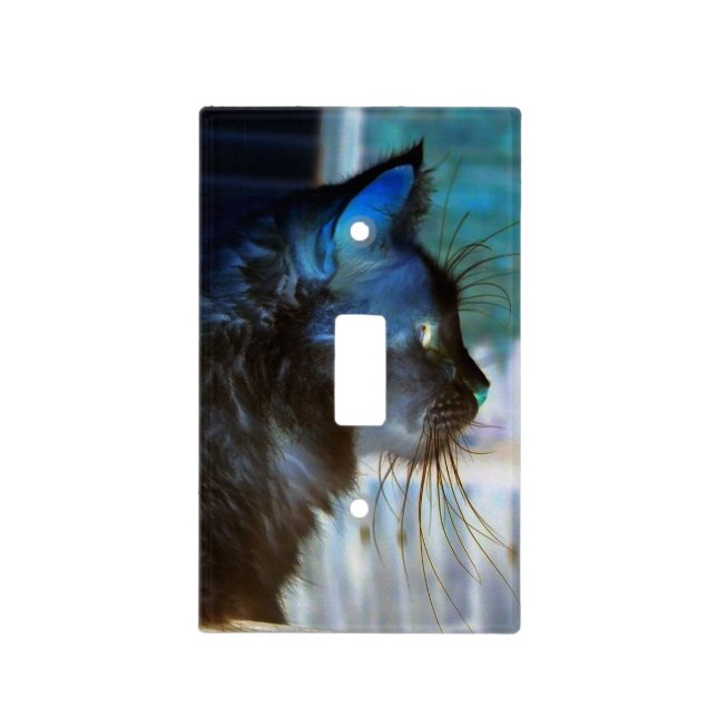 Black Negative Cat Photo Light Switch Cover (Front)
