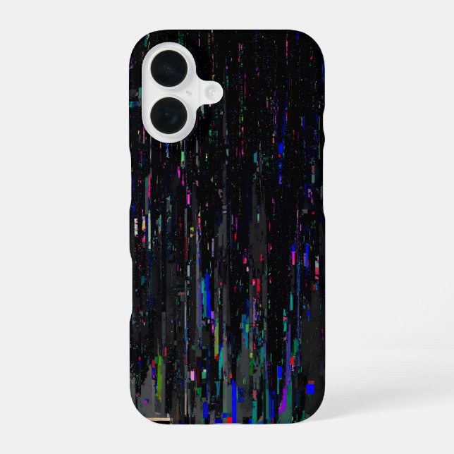Black Neon Digital Glitch iPhone Case (Back)