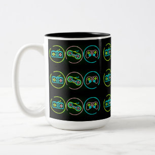 Black & Neon Gamer Two-Tone Coffee Mug