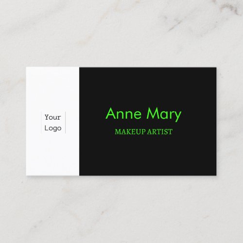 Black Neon Green Custom Logo Makeup Artist Salon Business Card