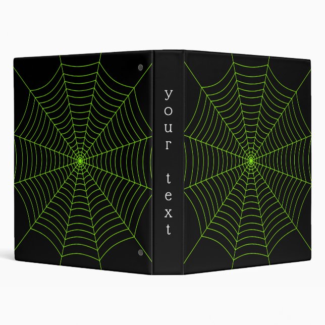 Black neon green spider web Halloween pattern 3 Ring Binder (Background)