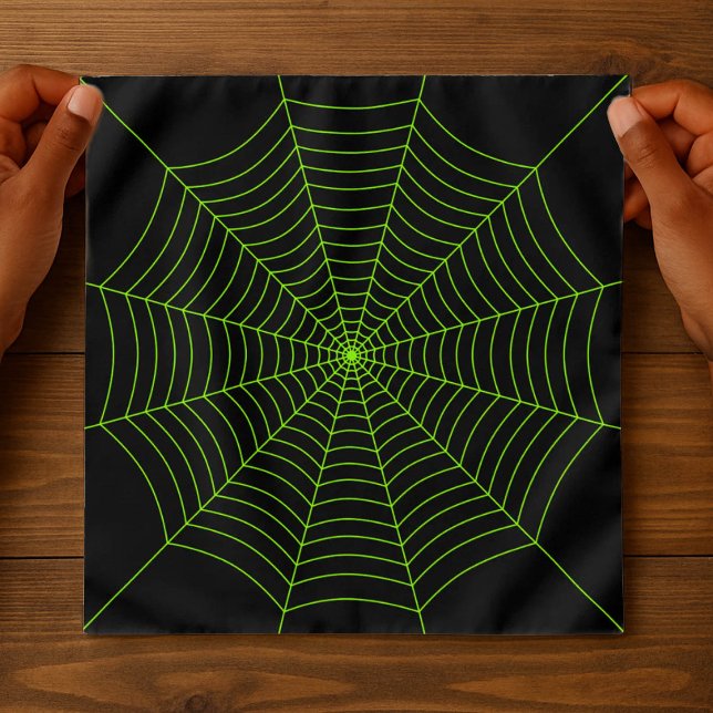 Black neon green spider web Halloween pattern Bandana (Creator Uploaded)