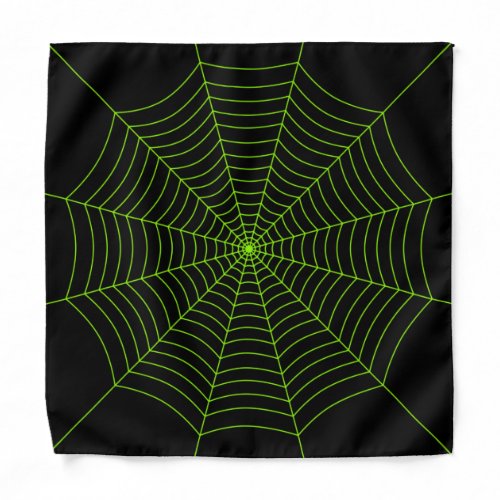 Black neon green spider web Halloween pattern Bandana