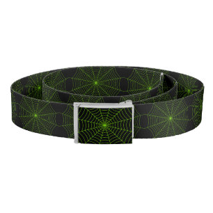 Black neon green spider web Halloween pattern Belt
