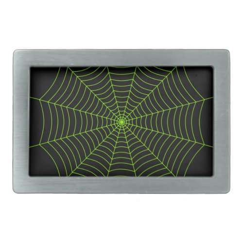 Black neon green spider web Halloween pattern Belt Buckle