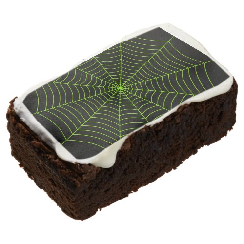 Black neon green spider web Halloween pattern Brownie