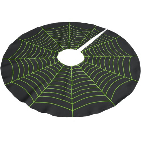 Black neon green spider web Halloween pattern Brushed Polyester Tree Skirt