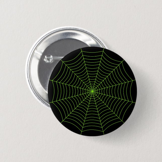 Black neon green spider web Halloween pattern Button (Front & Back)