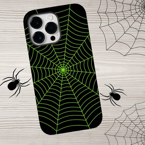 Black neon green spider web Halloween pattern Case_Mate iPhone 14 Pro Max Case