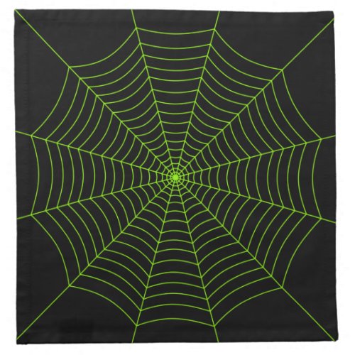 Black neon green spider web Halloween pattern Cloth Napkin