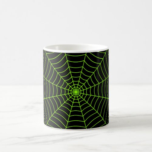 Black neon green spider web Halloween pattern Coffee Mug