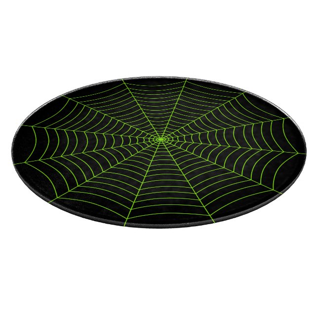 Black neon green spider web Halloween pattern Cutting Board (Corner)