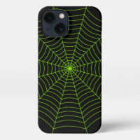 Black neon green spider web Halloween pattern