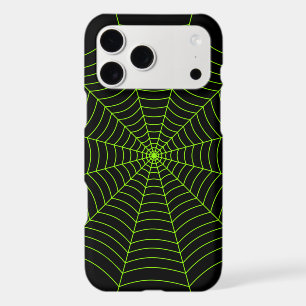 Black neon green spider web Halloween pattern iPhone 17 Pro Max Case