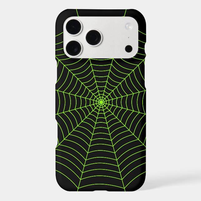 Black neon green spider web Halloween pattern iPhone Case (Back)