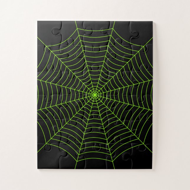Black neon green spider web Halloween pattern Jigsaw Puzzle (Vertical)