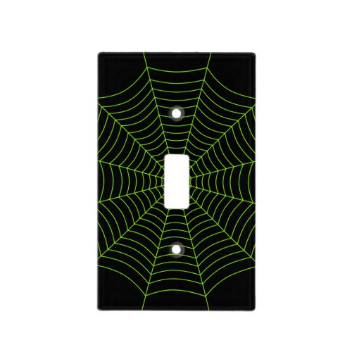 Black neon green spider web Halloween pattern Light Switch Cover