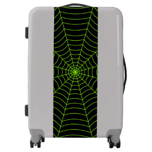 Black neon green spider web Halloween pattern Luggage