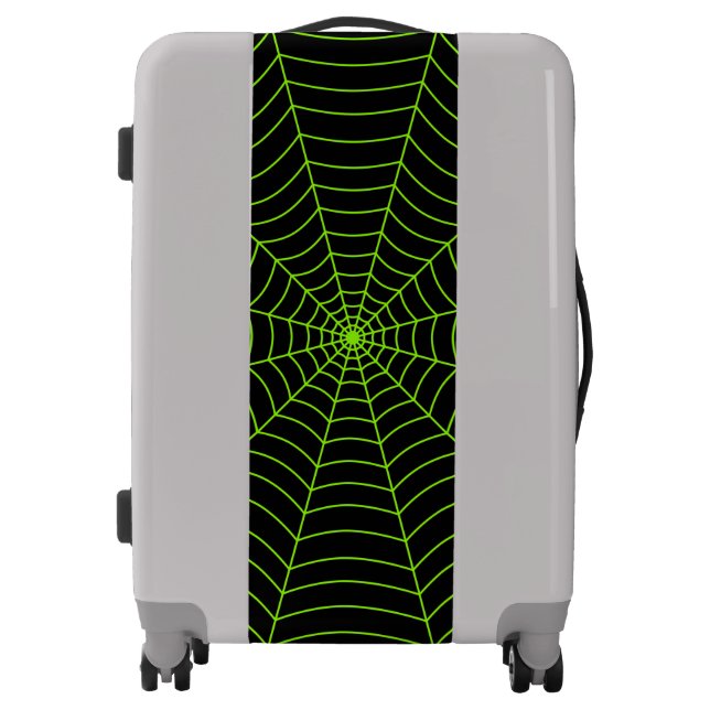 Black neon green spider web Halloween pattern Luggage (Front)