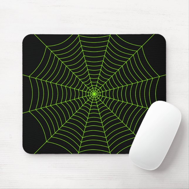 Black neon green spider web Halloween pattern Mouse Pad (With Mouse)