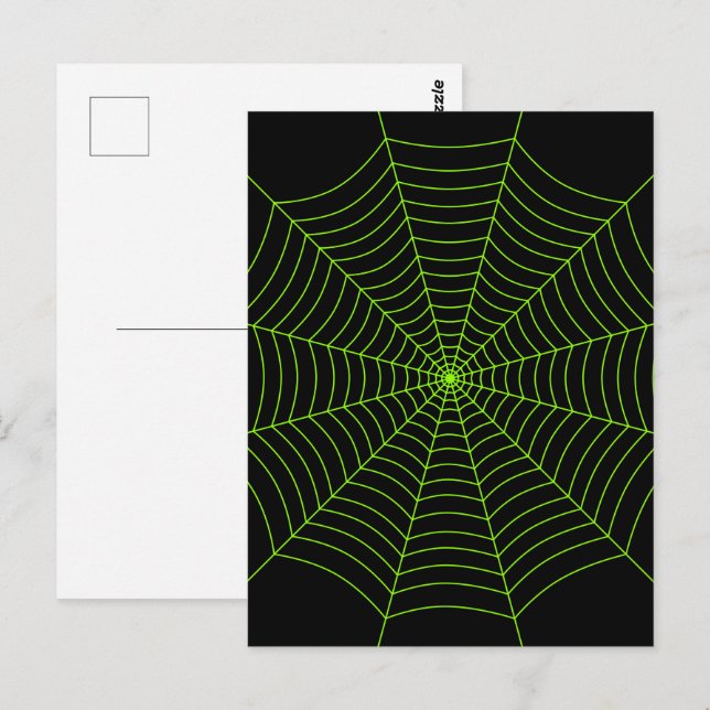 Black neon green spider web Halloween pattern Postcard (Front/Back)