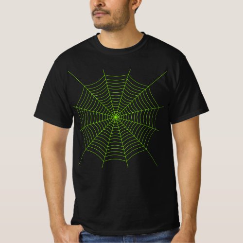 Black neon green spider web Halloween pattern T_Shirt