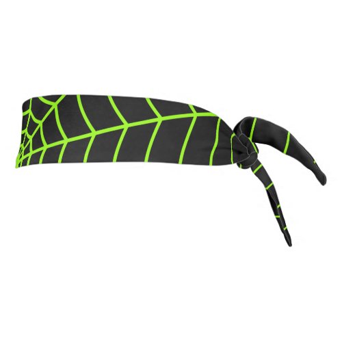 Black neon green spider web Halloween pattern Tie Headband
