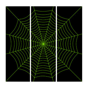 Black neon green spider web Halloween pattern Triptych