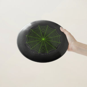 Black neon green spider web Halloween pattern Wham-O Frisbee
