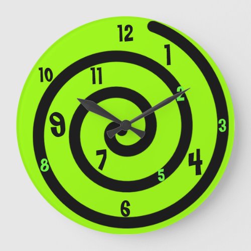 Black  Neon Green Spiral Wall Clock