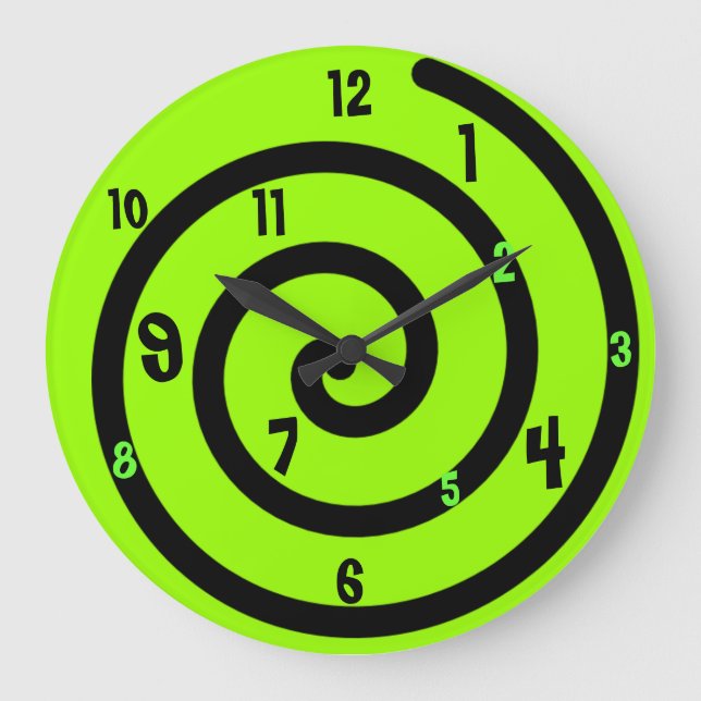 Black & Neon Green Spiral Wall Clock (Front)