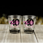 Black Neon Pink Forty 40th Birthday Shot Glass<br><div class="desc">Celebrate with these neon sign inspired 40th birthday shot glasses. Personalize with your own message or name.</div>