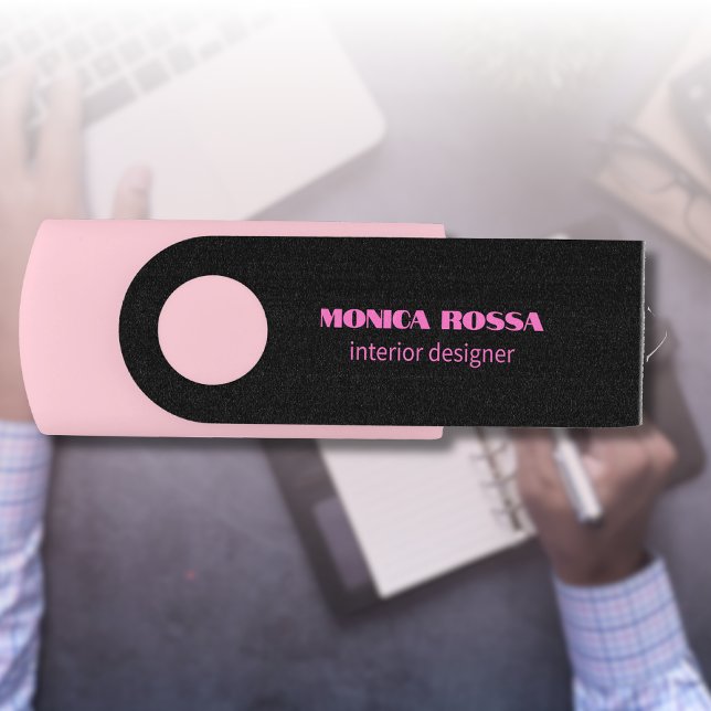 Black Neon Pink Professional Custom Simple Modern Flash Drive (Creator Uploaded)